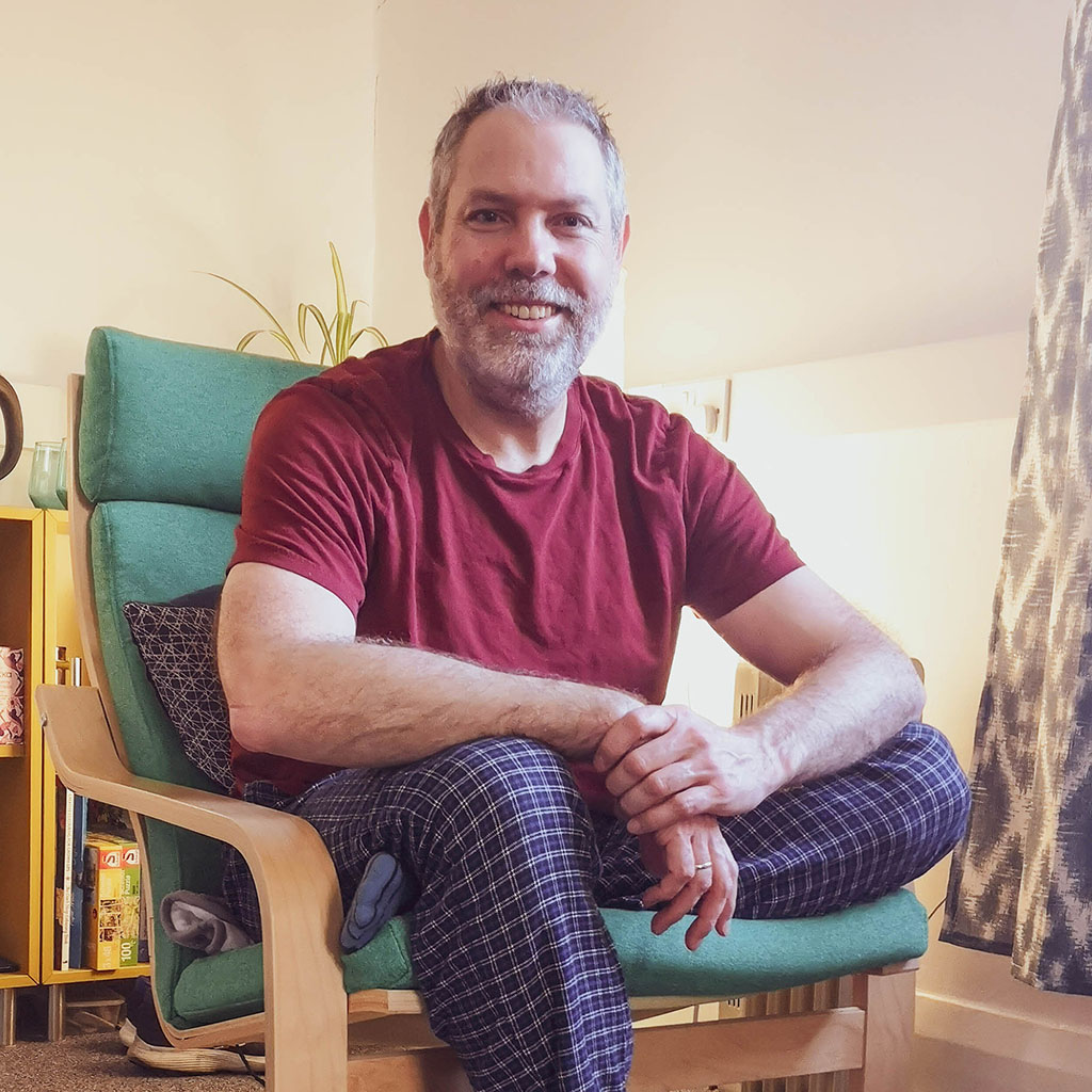 Photograph of me in my counselling room